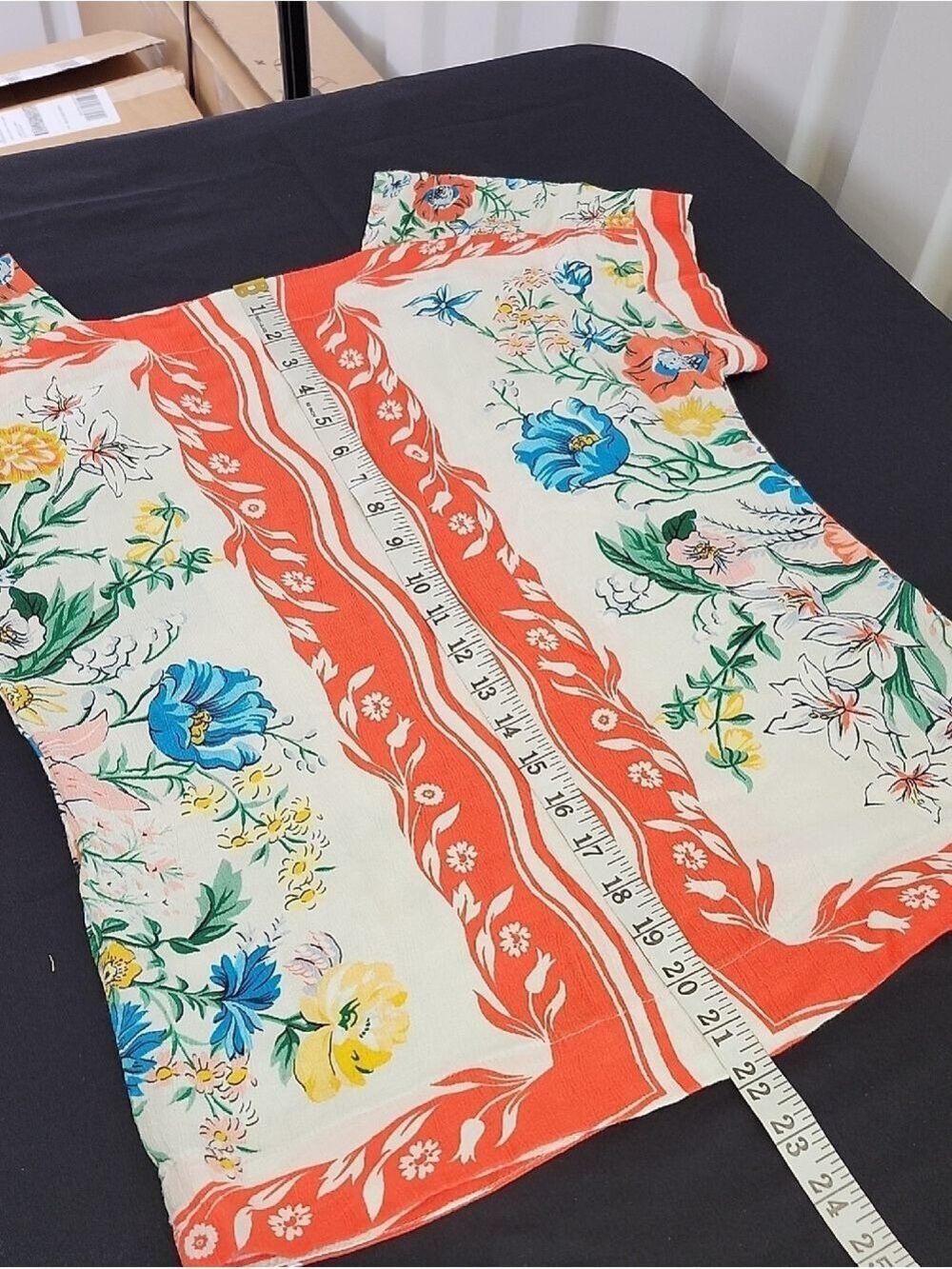 Anthropologie Maeve Romina Scarf Print Floral Coral Short-Sleeve Top Size XS EUC - Picture 6 of 6